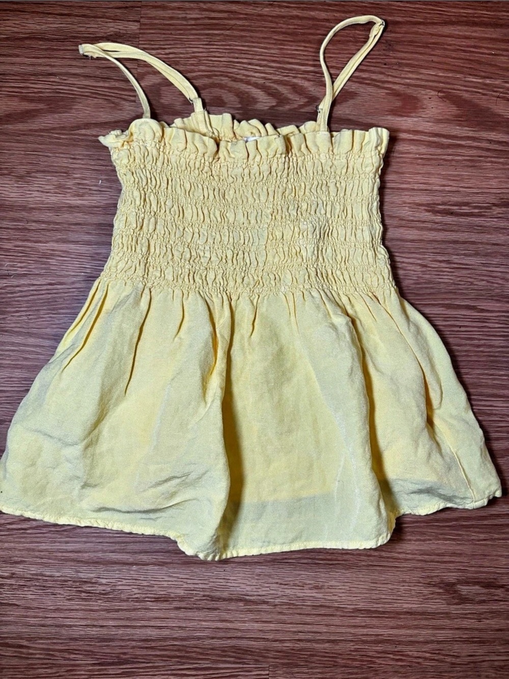 Cloth and Stone Smocked Linen Tank in Yellow Size XS NWT